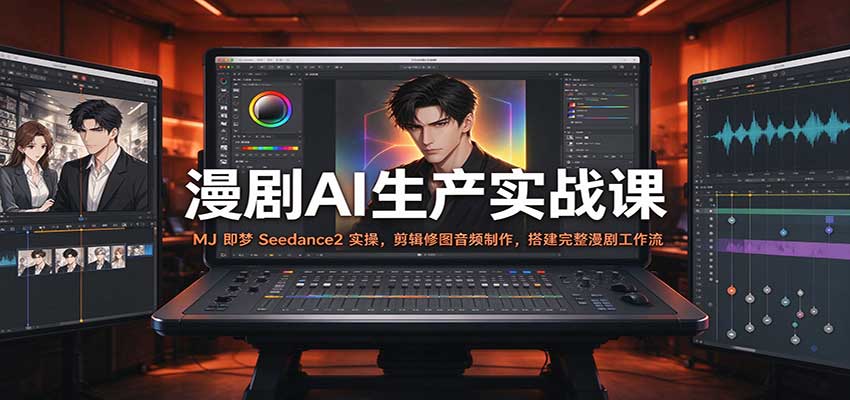 漫剧AI生产实战课：MJ 即梦 Seedance2 实操，剪辑修图音频制作，搭建完整漫剧工作流-海之城短剧项目