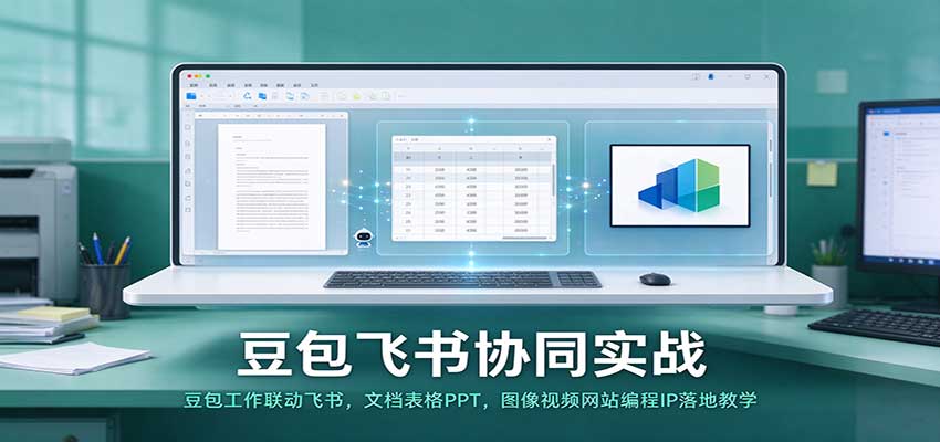 豆包飞书协同实战：豆包工作联动飞书，文档表格PPT，图像视频网站编程IP落地教学-海之城短剧项目