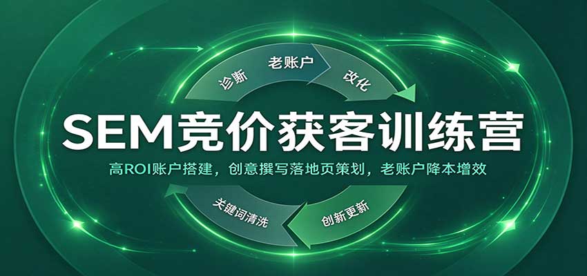 SEM竞价获客训练营：高ROI账户搭建，创意撰写落地页策划，老账户降本增效-海之城短剧项目