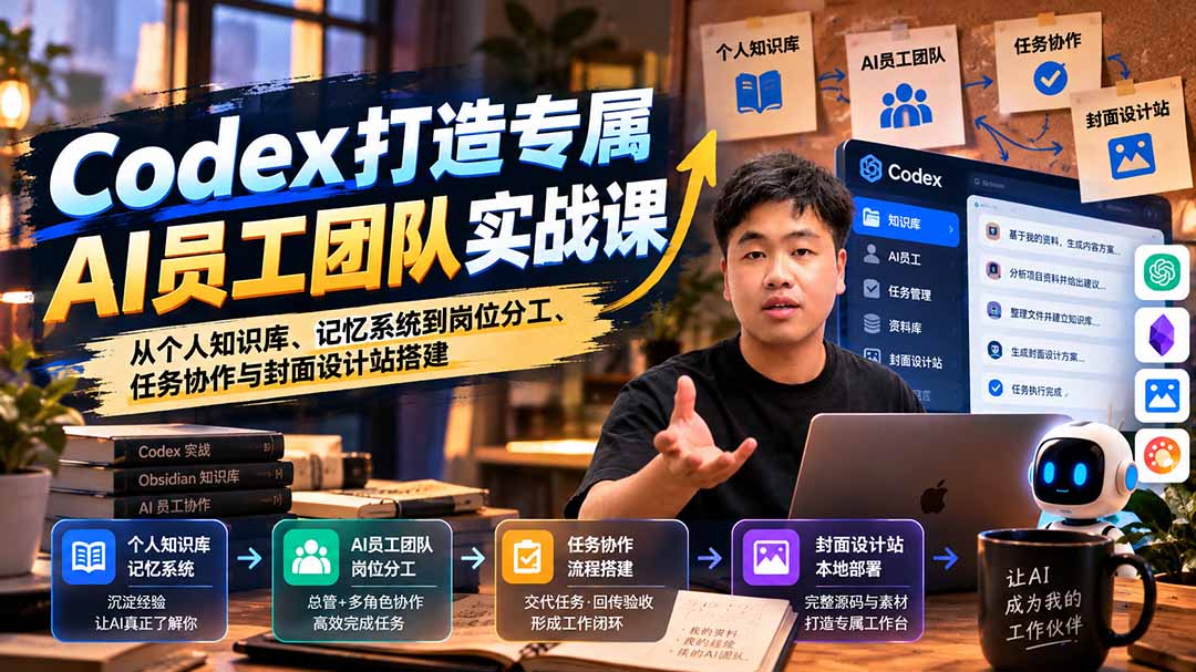 【无水印】Codex打造专属AI员工团队实战课：从个人知识库、记忆系统到岗位分工、任务协作与封面设计站搭建