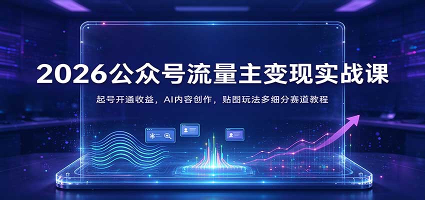 2026公众号流量主变现实战课：起号开通收益，AI内容创作，贴图玩法多细分赛道教程 - 福缘网