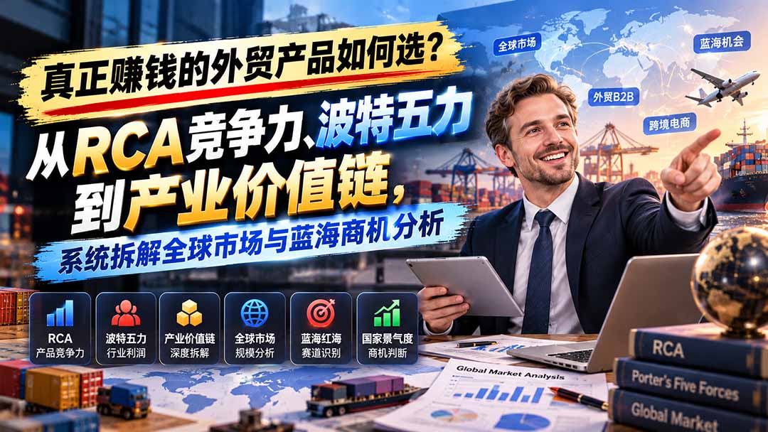 真正赚钱的外贸B2B产品如何选？从RCA竞争力、波特五力到产业价值链，系统拆解全球市场与蓝海商机分析-海之城短剧项目