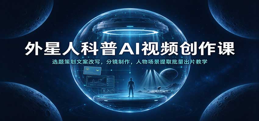 外星人科普AI视频创作课：选题策划文案改写，分镜制作，人物场景提取批量出片教学-海之城短剧项目
