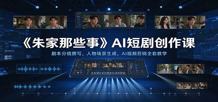 《朱家那些事》AI短剧创作课：剧本分镜撰写，人物场景生成，AI视频剪辑全套教学 - 福缘网
