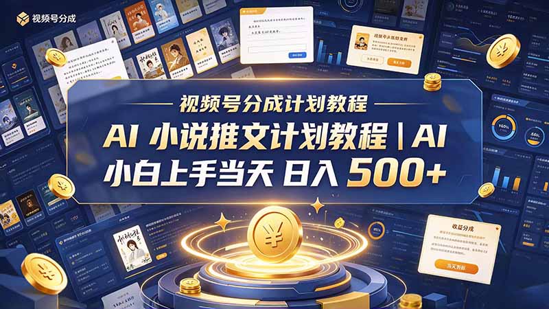 最新视频号分成计划教程｜AI 小说推文，小白上手当天日入 500+ - 中创网