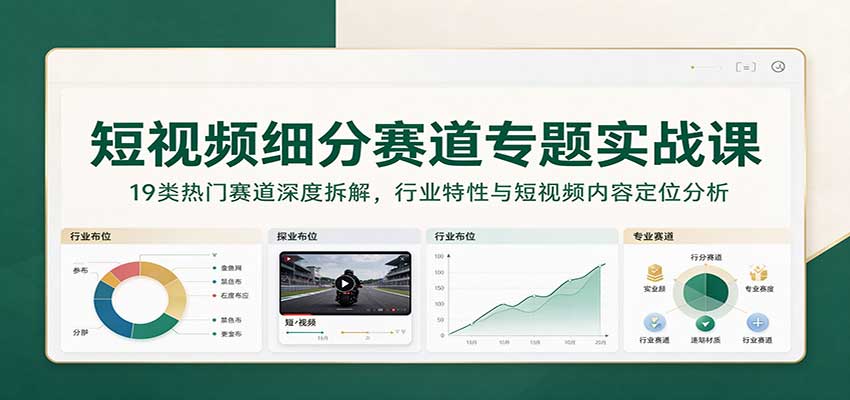 短视频细分赛道专题实战课：19类热门赛道深度拆解，行业特性与短视频内容定位分析-海之城短剧项目