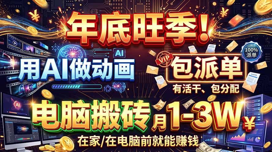 AI代做动画，旺季捡钱！一单500-1000+，提供做单渠道，新手可做！-海之城短剧项目