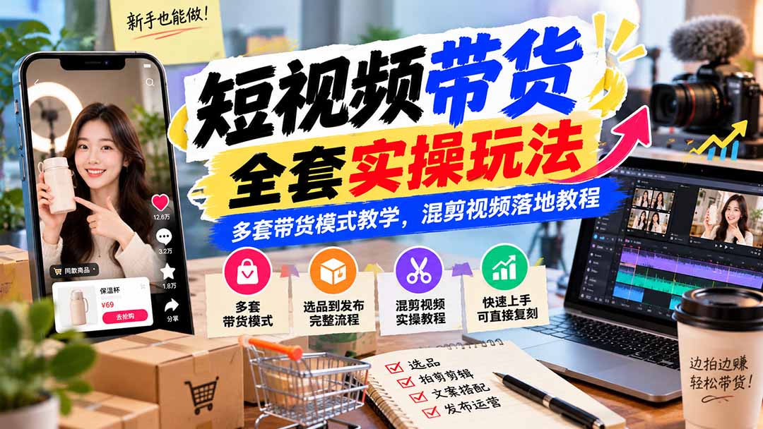【无水印】短视频带货全套实操玩法，多套带货模式教学，混剪视频落地教程 - 中创网