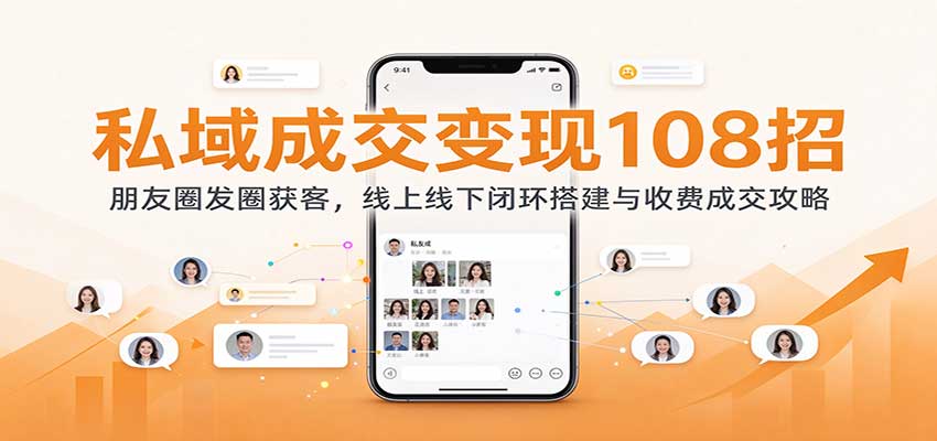 私域成交变现108招：朋友圈发圈获客，线上线下闭环搭建与收费成交攻略-海之城短剧项目