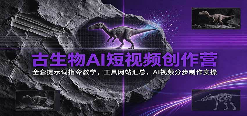 古生物AI短视频创作营：全套提示词指令教学，工具网站汇总，AI视频分步制作实操-海之城短剧项目