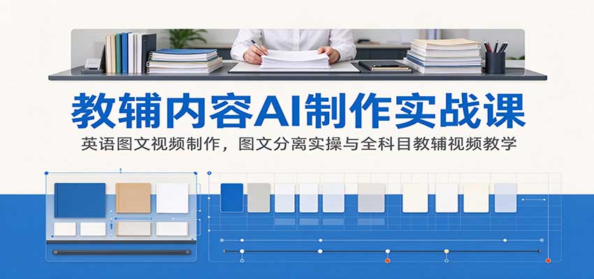 AI制作教辅内容实战课：英语图文视频制作，图文分离实操与全科目教辅视频教学-海之城短剧项目