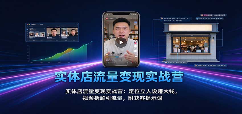 实体店流量变现实战营：定位立人设赚大钱，视频拆解引流量，附获客提示词-海之城短剧项目
