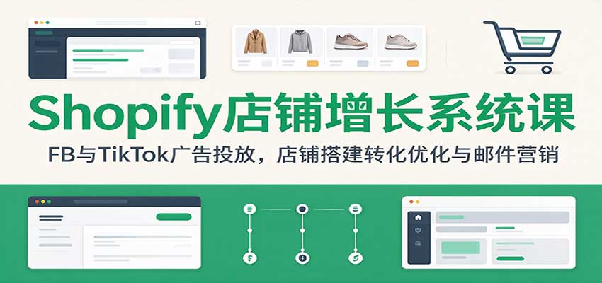 Shopify店铺增长系统课：FB与TikTok广告投放，店铺搭建转化优化与邮件营销-海之城短剧项目