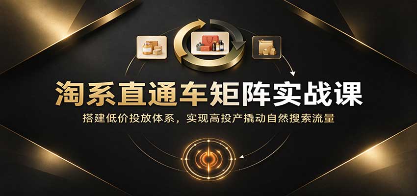 淘系直通车矩阵实战课：搭建低价投放体系，实现高投产撬动自然搜索流量-海之城短剧项目