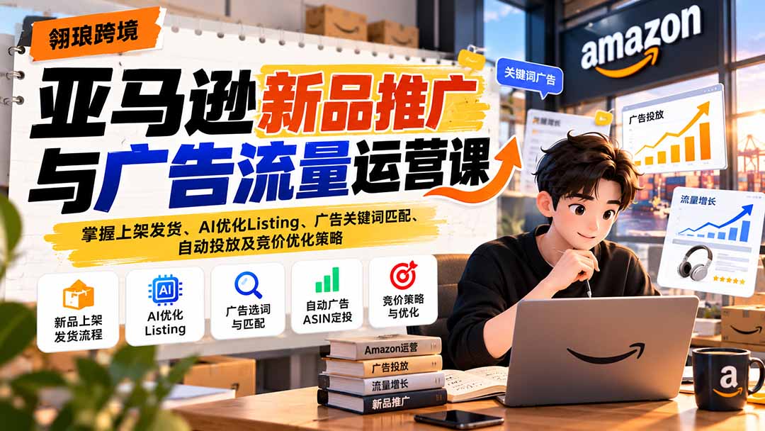 亚马逊新品推广与广告流量运营课：掌握上架发货、AI优化Listing、广告关键词匹配、自动投放及竞价优化策略-海之城短剧项目