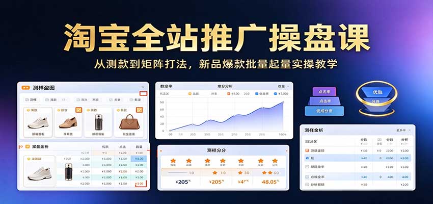 淘宝全站推广操盘课：从测款到矩阵打法，新品爆款批量起量实操教学-海之城短剧项目