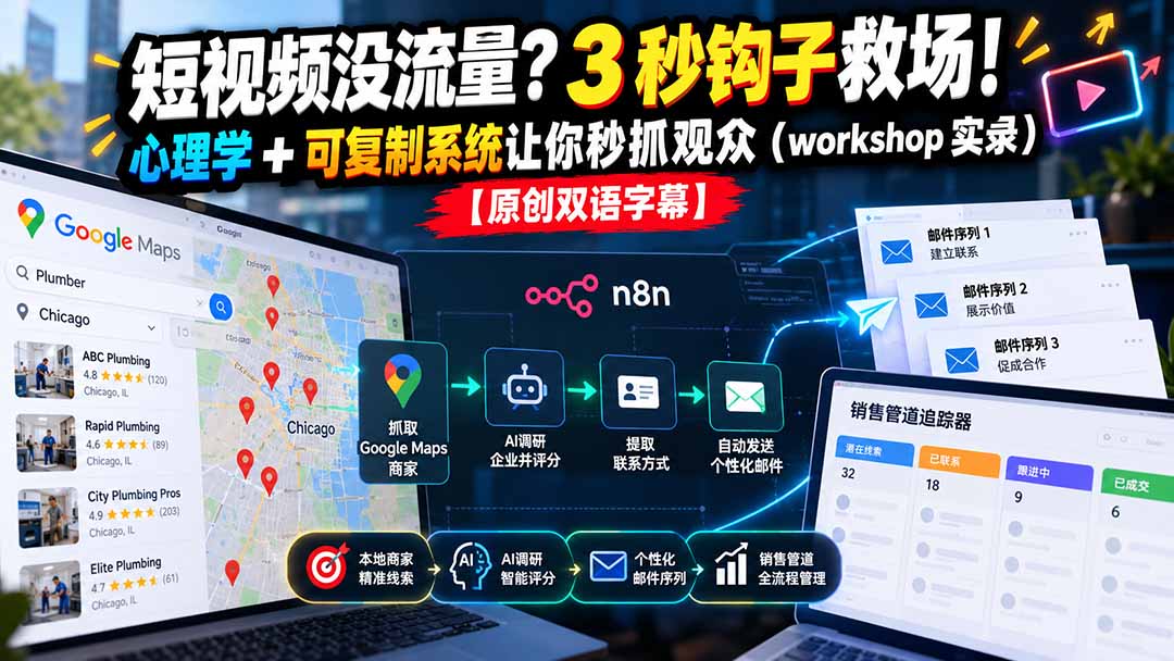 短视频没流量？3 秒钩子救场！心理学 + 可复制系统让你秒抓观众（workshop 实录）【原创双语字幕】-海之城短剧项目