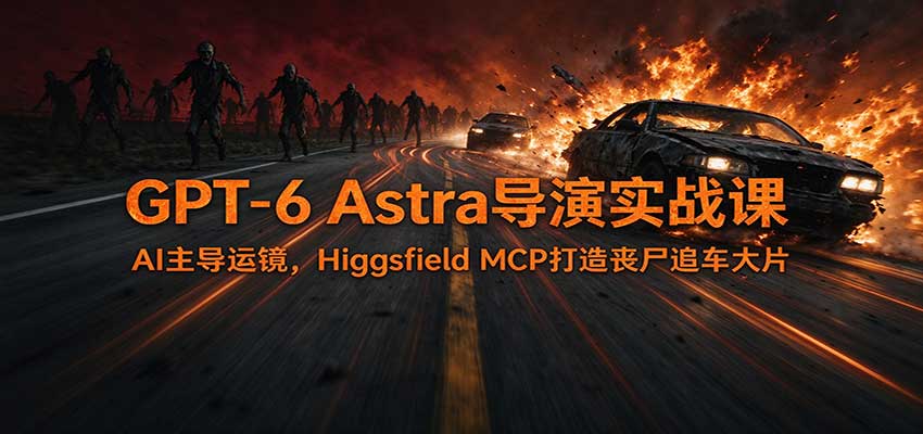 GPT-6 Astra导演实战课：AI主导运镜，Higgsfield MCP打造丧尸追车大片-海之城短剧项目