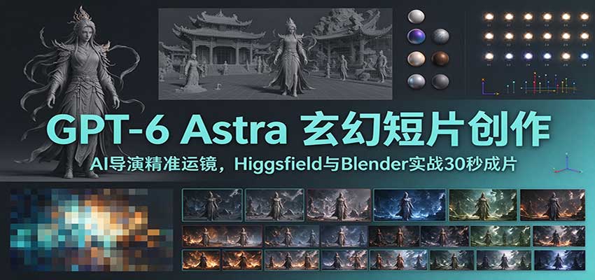 GPT-6 Astra 玄幻短片创作：AI导演精准运镜，Higgsfield与Blender实战30秒成片-海之城短剧项目