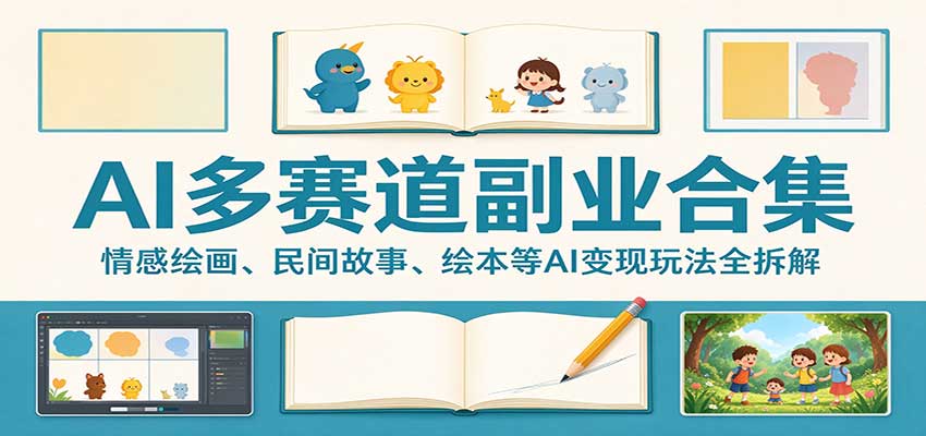 AI多赛道副业合集：情感绘画、民间故事、绘本等AI变现玩法全拆解-海之城短剧项目