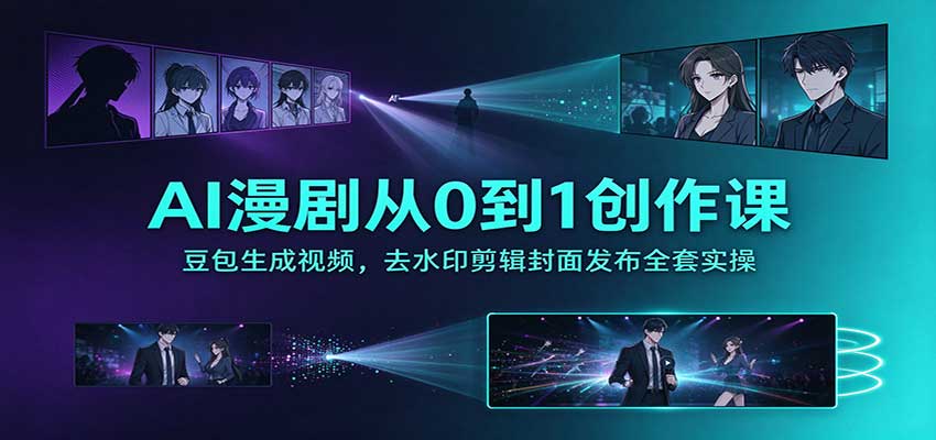 AI漫剧从0到1创作课：豆包生成视频，去水印剪辑封面发布全套实操-海之城短剧项目