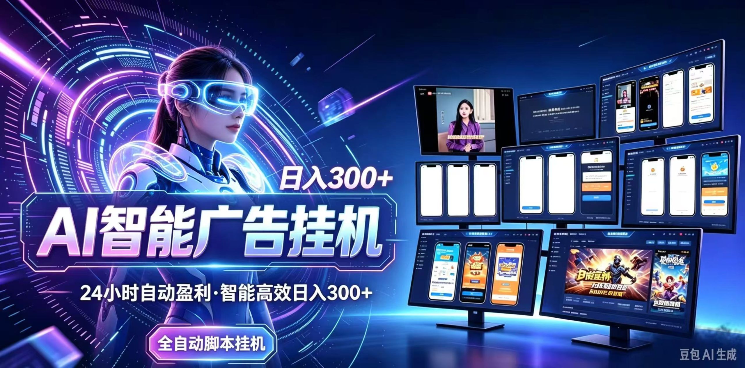24小时AI广告挂机｜在家就能做的被动副业-海之城短剧项目