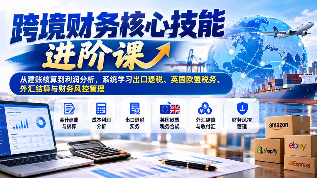 跨境财务核心技能进阶课：从建账核算到利润分析，系统学习出口退税、英国欧盟税务、外汇结算与财务风控管理-海之城短剧项目