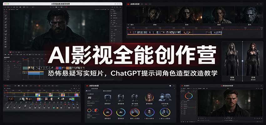 AI影视全能创作营：恐怖悬疑写实短片，ChatGPT提示词角色造型改造教学-海之城短剧项目