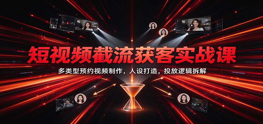 短视频截流获客实战课：多类型预约视频制作，人设打造，投放逻辑拆解-海之城短剧项目
